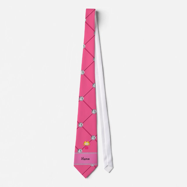 Personalised name princess pink diamonds tie (Front)