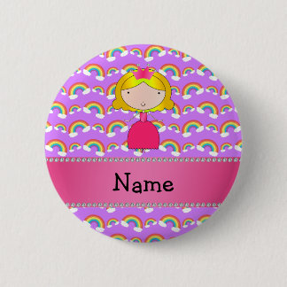 Personalised name princess purple rainbows 6 cm round badge