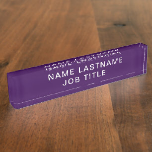 Personalised Name Professional Elegant Dark Purple Nameplate