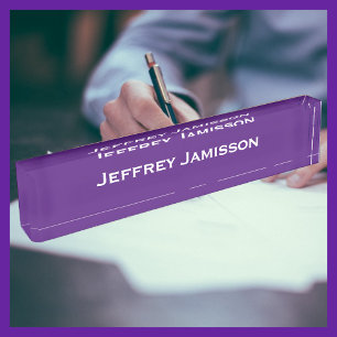 Personalised Name Purple and White Acrylic Nameplate