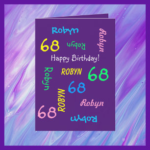 Personalised Name, Purple, Any Birthday Greeting Card
