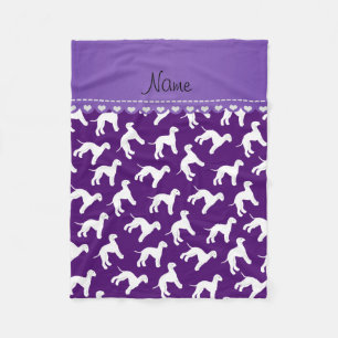 Personalised name purple bedlington terrier dogs fleece blanket