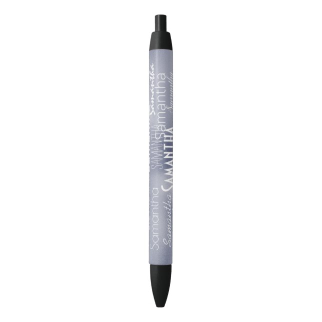 Personalised Name Purple Black Ink Pen (Front Vertical)