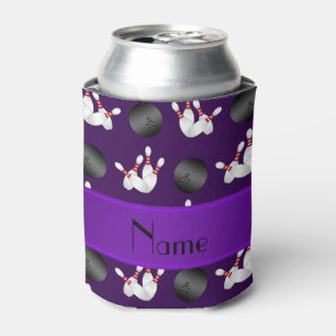 Personalised name purple bowling pattern can cooler