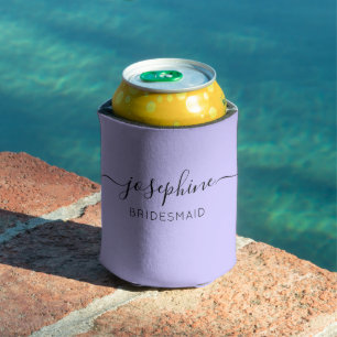 Personalised Name Purple Bridesmaid  Can Cooler