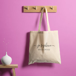 Personalised Name Purple Bridesmaid  Tote Bag