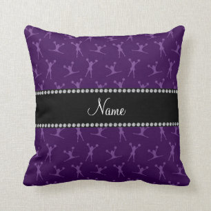Personalised name purple cheerleader pattern cushion