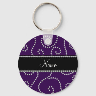 Personalised name purple diamond swirls key ring