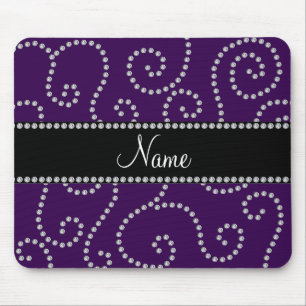 Personalised name purple diamond swirls mouse pad