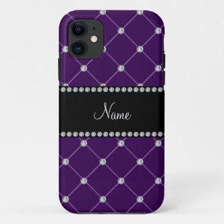 Personalised name Purple diamonds iPhone 11 Case