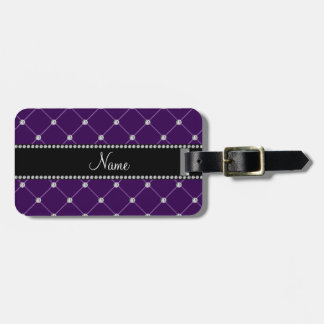 Personalised name Purple diamonds Luggage Tag