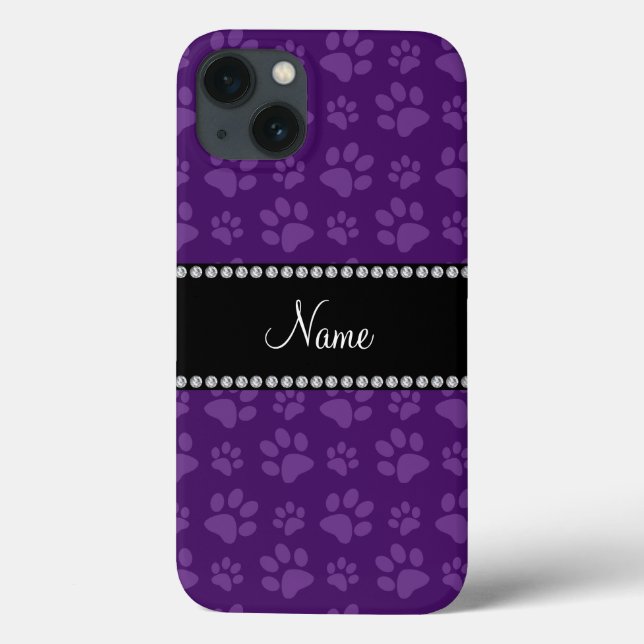 Personalised name purple dog paw prints Case-Mate iPhone case (Back)
