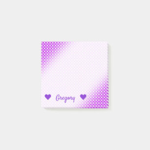 Personalised Name + Purple Dots/Circles Pattern Post-it Notes