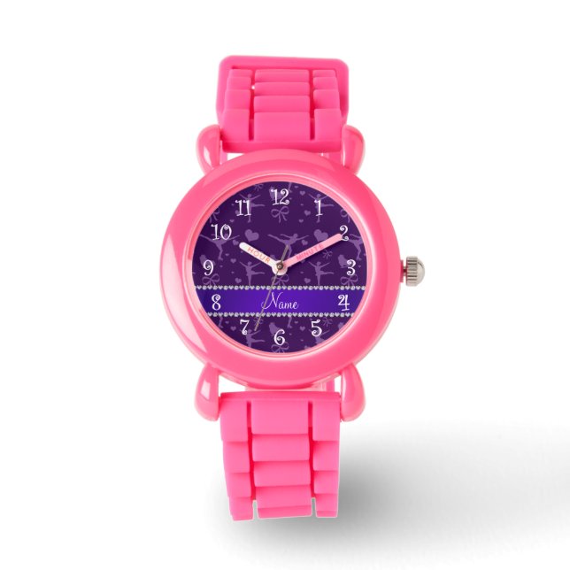 Personalised name purple figure skating watch (Front)