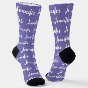 Personalised Name Purple Fun Pattern Womens Socks