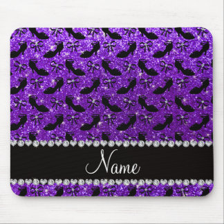 Personalised name purple glitter fancy shoes bows mouse pad