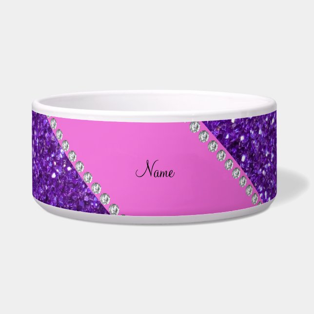 Personalised name purple glitter pink diamonds (Front)