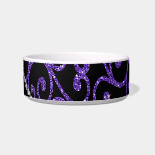 Personalised name purple glitter swirls bowl