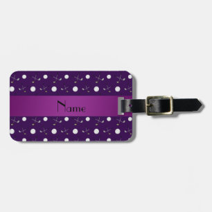 Personalised name purple golf balls luggage tag