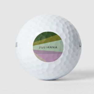 Personalised Name Purple Green Unique Golfer Gift  Golf Balls