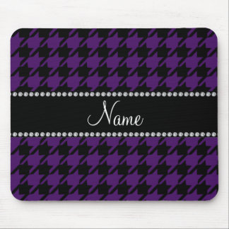 Personalised name Purple houndstooth pattern Mouse Pad