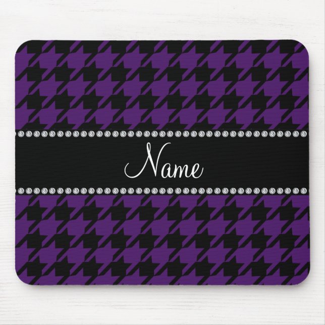 Personalised name Purple houndstooth pattern Mouse Pad (Front)