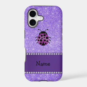 Personalised name purple ladybug purple glitter