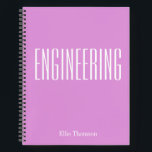 Personalised Name Purple Lilac Engineering Student Notebook<br><div class="desc">Designed for students and professionals, this personalised engineering notebook features a sleek lilac background with bold typography. Perfect for taking notes, solving equations, and organising ideas, this modern notebook makes a stylish and functional gift for future engineers, STEM students, and professionals who love a pop of colour in their study...</div>