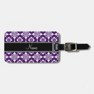 Personalised name purple moroccan trellis luggage tag