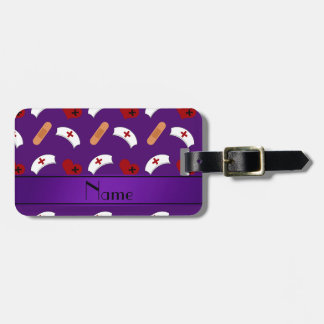 Personalised name purple nurse pattern luggage tag