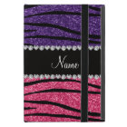 Personalised name purple pink glitter zebra stripe