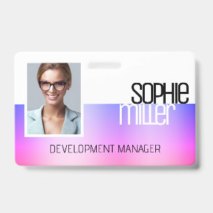 Personalised Name Purple Pink Gradient Trendy  ID Badge