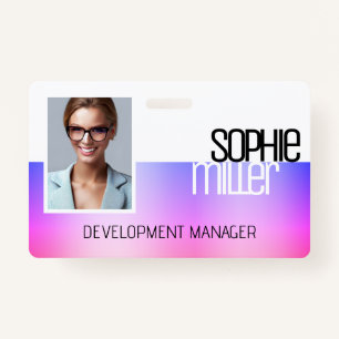 Personalised Name Purple Pink Gradient Trendy ID Badge
