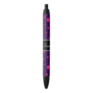 Personalised name purple pink polka dots black ink pen