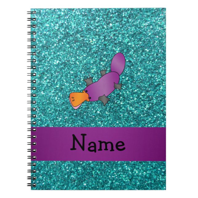 Personalised name purple platypus spiral notebook (Front)