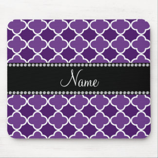 Personalised name Purple quatrefoil pattern Mouse Pad
