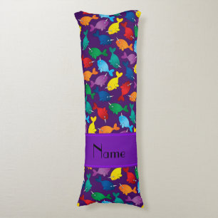 Personalised name purple rainbow narwhals body cushion