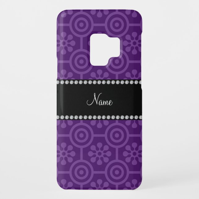 Personalised name purple retro flowers Case-Mate samsung galaxy case (Back)