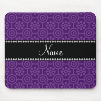 Personalised name purple retro flowers mouse pad