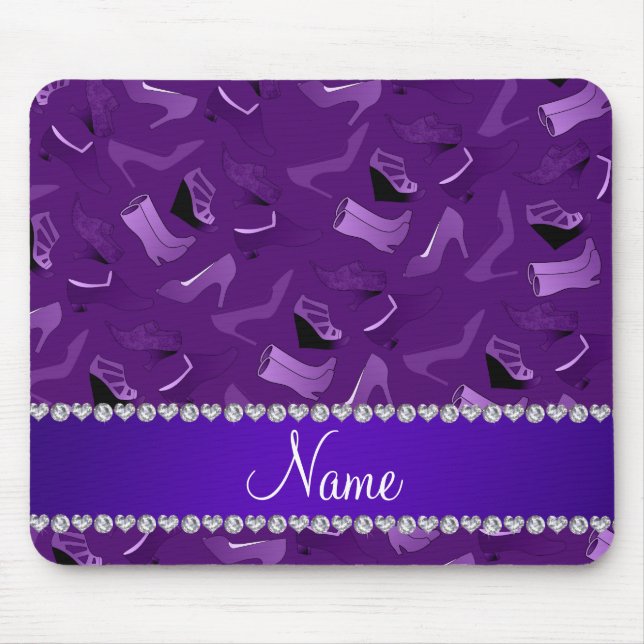 Personalised name purple women's shoes pattern mouse pad (Front)