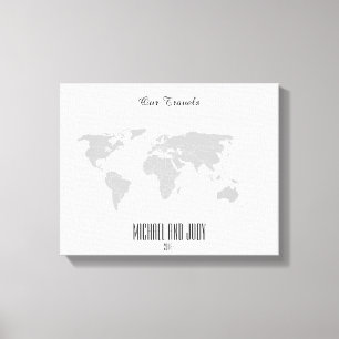 Personalised Name Push Pin World Map - Our Travels Canvas Print