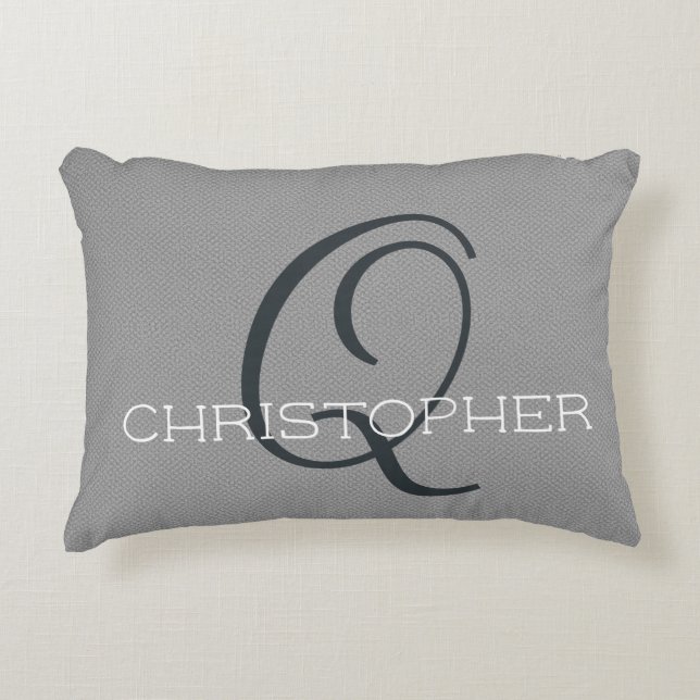 Personalised Name Q Initial Black White Grey Decorative Cushion (Front)