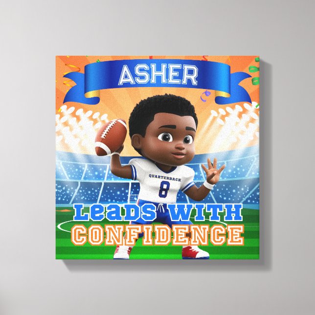 Personalised Name Quarterback Football Confidence Canvas Print (Front)