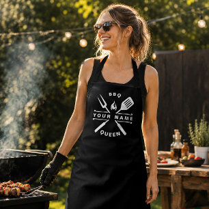 Personalised Name Queen Of The BBQ Mum Apron