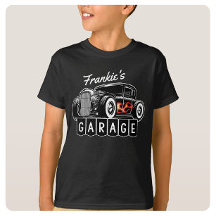Personalised NAME Racing Flames Hot Rod Garage T-Shirt