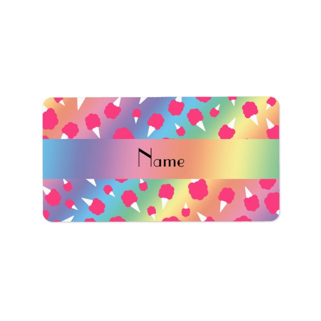 Personalised name rainbow cotton candy label (Front)