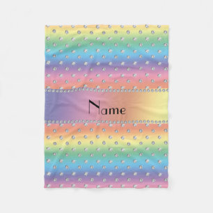 Personalised name rainbow diamonds fleece blanket