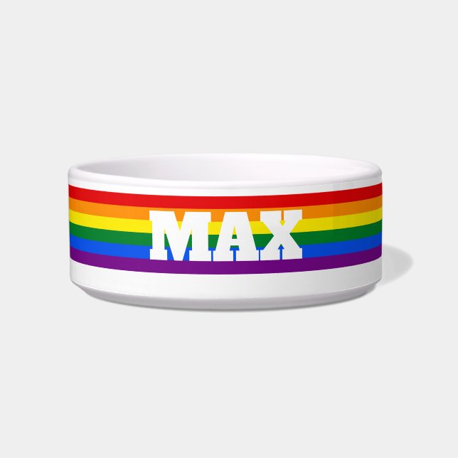 Personalised Name Rainbow Dog Bowl (Front)