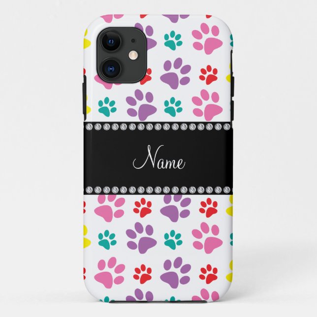 Personalised name rainbow dog paws Case-Mate iPhone case (Back)