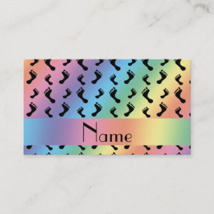 Personalised name rainbow feet calling card